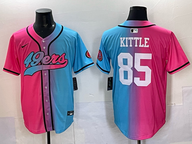 Men 2025 San Francisco 49ers #85 Kittle Pink Blue pink Nike Limited NFL Jersey 001->san francisco 49ers->NFL Jersey